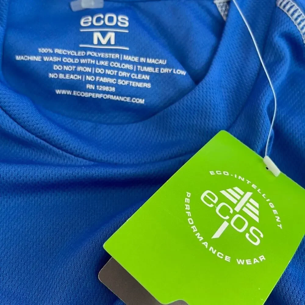 ecos Performance Wear Short Sleeve Crewneck T-Shirt Blue   Size M NWT - Picture 7 of 9